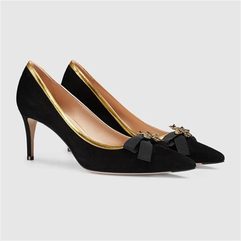 gucci slingback kitten heels|Gucci suede mid heel pump.